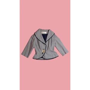 1940s-1950s LILLI ANN HOUNDSTOOTH. Cropped Waist Jacket. Small. As Is